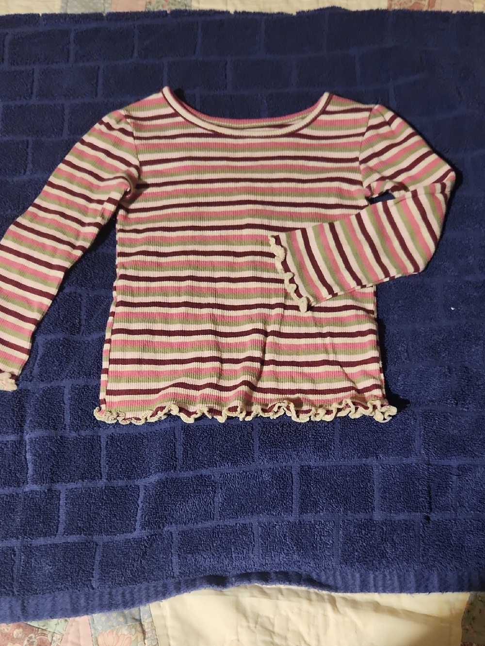 Garanimals Striped Ribbed Long Sleeve Top in Pink, Cream & Green